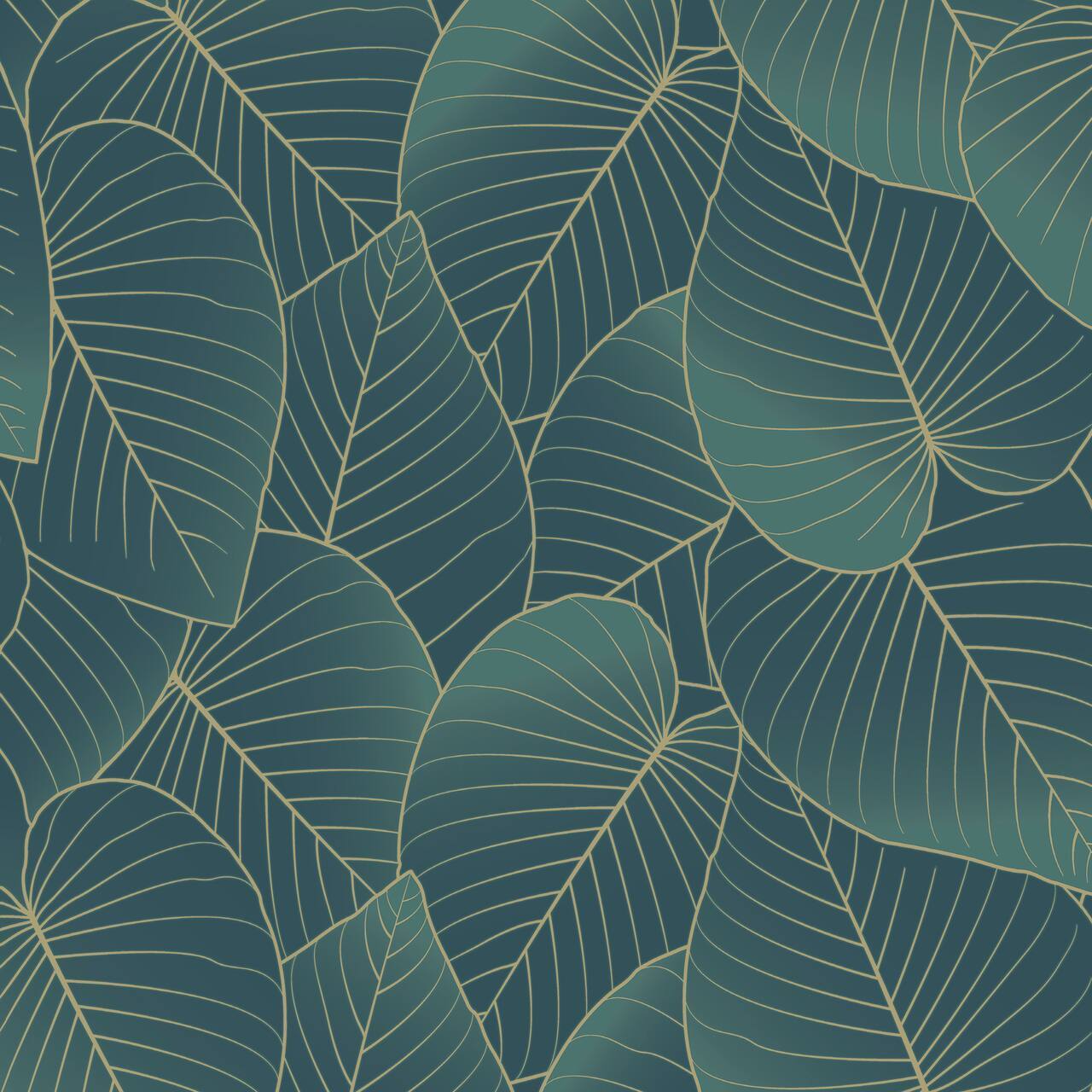 Designs Direct Graphic Leaves with Foil Accents Wallpaper